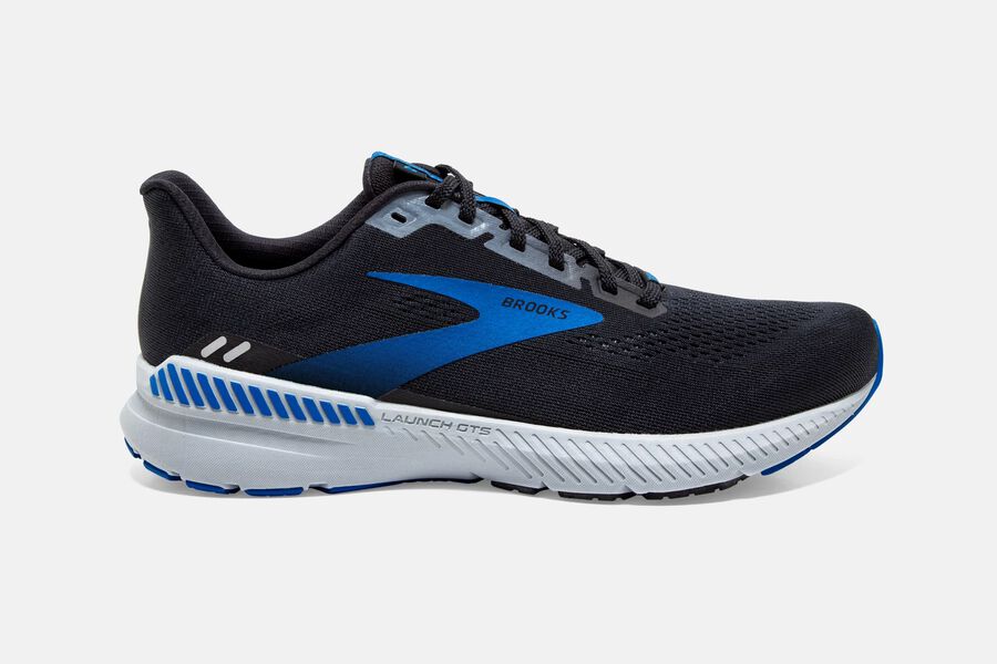 Brooks Running Shoes - Launch GTS 8 Road Mens - Black/Grey/Blue - TOF-062197